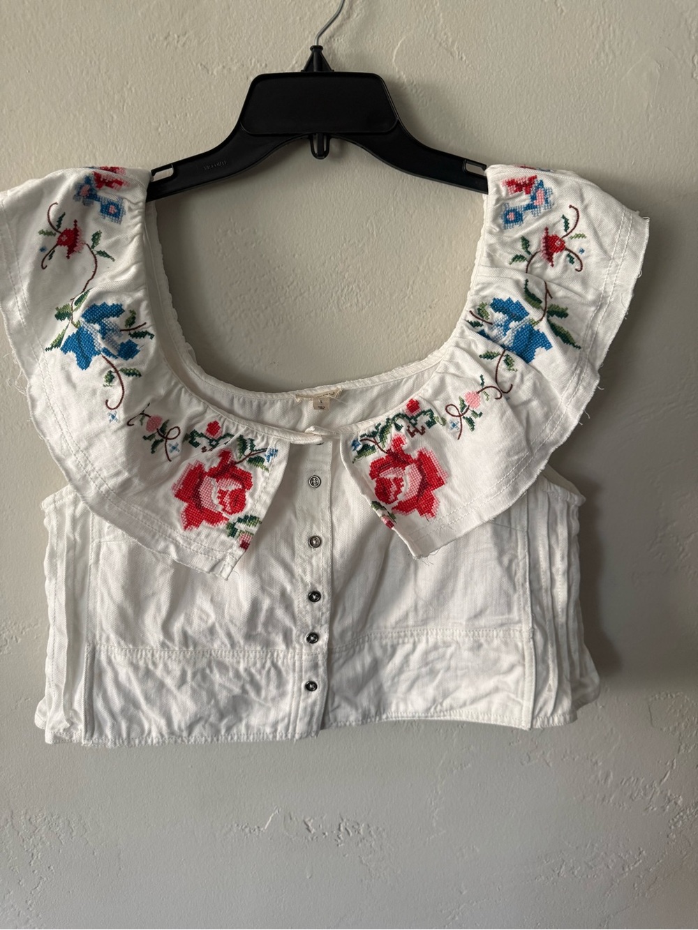 Anthropologie Pilcro Embellished Ruffle Collar Top Size Large - Picture 6 of 9